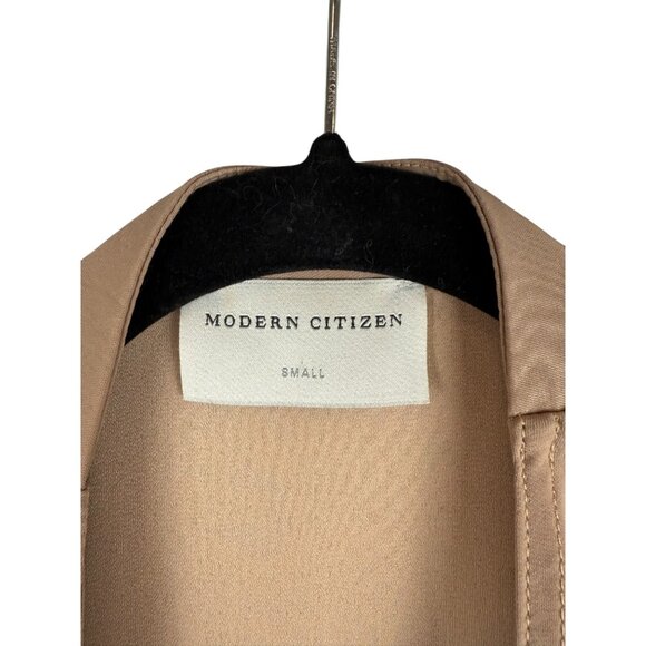 Modern Citizen Tan Light Weight Open Front Trench Coat Tie Front & Pockets - S - Picture 5 of 5